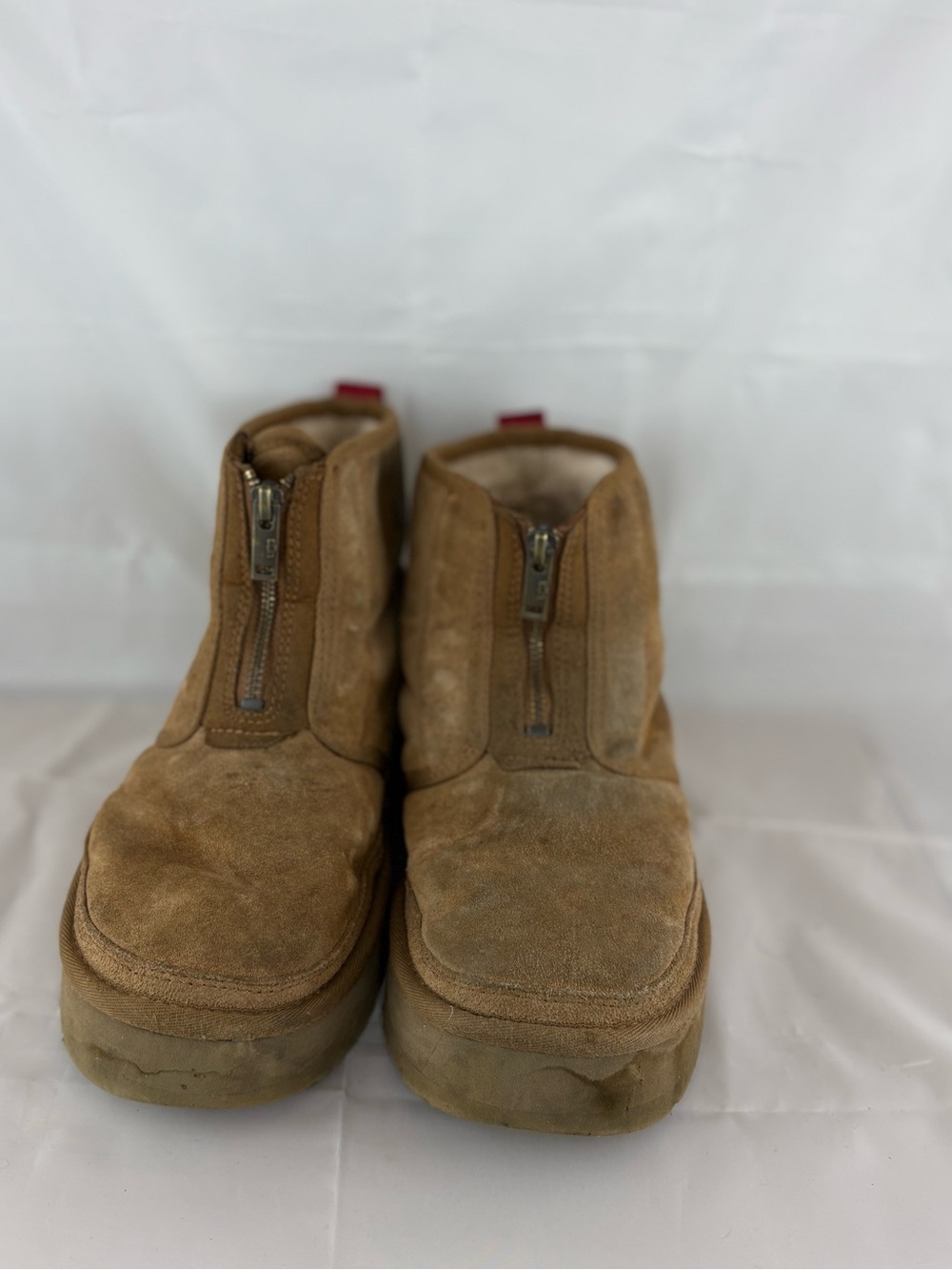 UGG Suede Ankle Boots — Tan/Chestnut, Size 8
